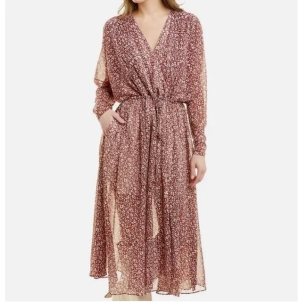 Ted Baker NEW Vallyy Floral Drapey Midi Dress Womens Sz 4 Prairie Cottage